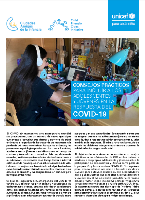 Imagen de Consejos prácticos para incluir a los adolescentes y jóvenes en la respuesta del COVID-19
