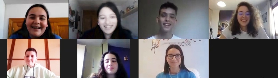 Los participantes en la sesión: Irene, Andrea, Alexis, Lara (moderadora), Emilio, Clara y Lucía